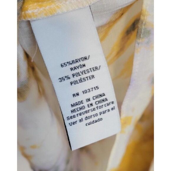 Zac and Rachel Women's Watercolor Print Ruffle 3/4 Sleeve Top Yellow Size 1X - Picture 9 of 10